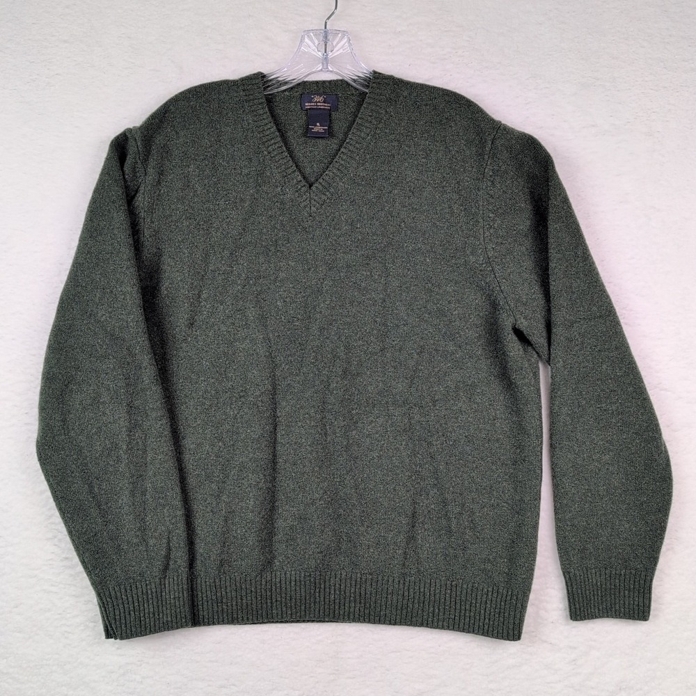 BROOKS BROTHERS Scottish Lambswool Sweater Men's XL‎ Green V-Neck Pullover